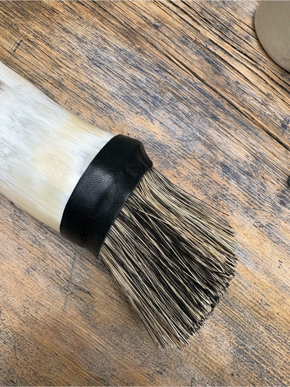 Natural Horn Decorative Wall Brush - White and Brown